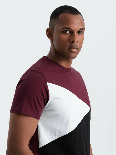 Ombre Clothing Vínové pánske bavlnené tričko Ombre Clothing