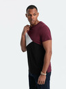Ombre Clothing Vínové pánske bavlnené tričko Ombre Clothing