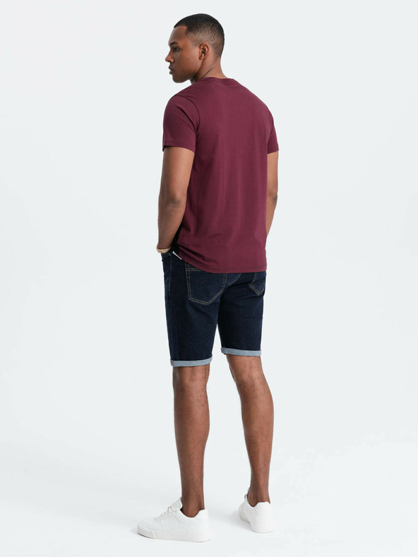 Ombre Clothing Vínové pánske bavlnené tričko Ombre Clothing