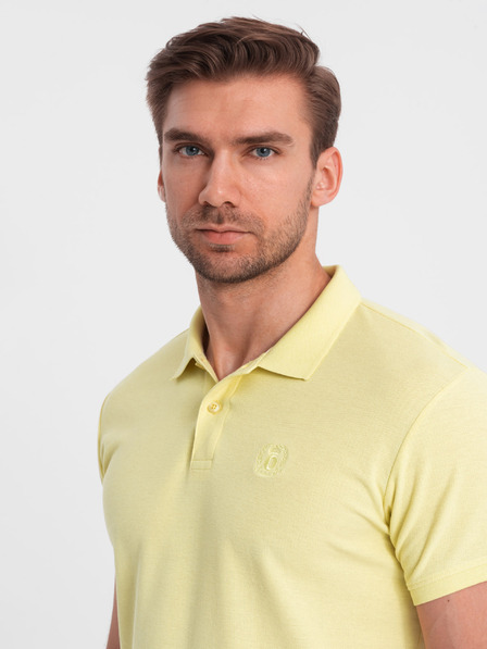 Ombre Clothing Žltá pánska základná polokošeľa Ombre Clothing
