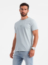 Ombre Clothing Šedé pánske tričko s jemnou výšivkou Ombre Clothing