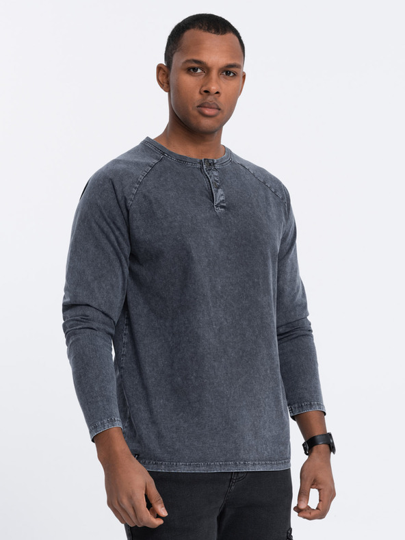 Ombre Clothing Modré pánske retro tričko Ombre Clothing