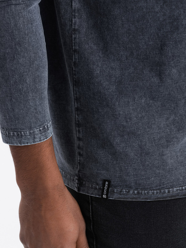 Ombre Clothing Modré pánske retro tričko Ombre Clothing