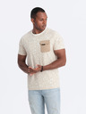Ombre Clothing Svetlohnedé pánske tričko s vreckom Ombre Oblečenie