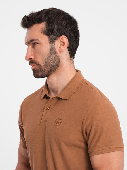Ombre Clothing Hnedé pánske základné polo tričko Ombre Clothing