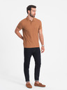 Ombre Clothing Hnedé pánske základné polo tričko Ombre Clothing