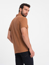 Ombre Clothing Hnedé pánske základné polo tričko Ombre Clothing