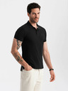 Ombre Clothing Čierne pánske základné polo tričko Ombre Oblečenie