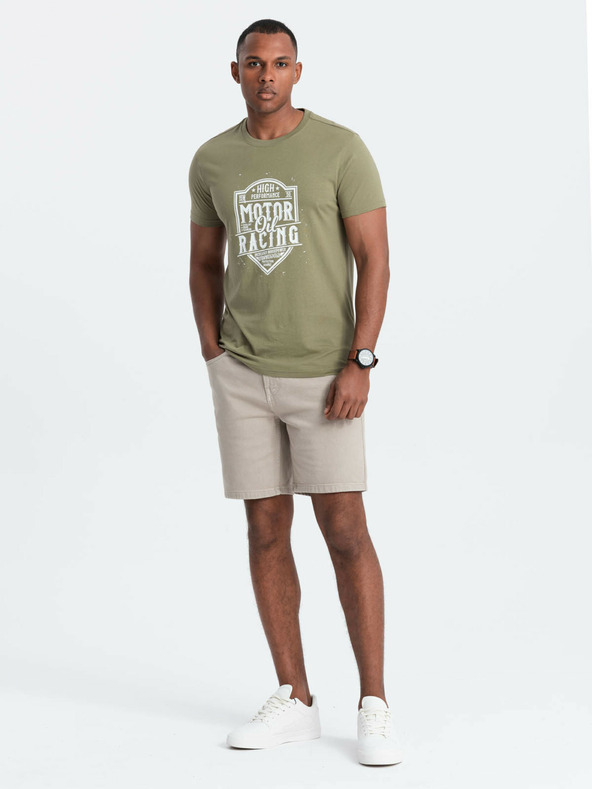 Ombre Clothing Zelené pánske tričko s potlačou Ombre Clothing