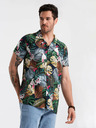 Ombre Clothing Modré pánske vzorované tričko s krátkym rukávom Ombre Oblečenie