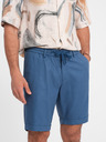 Ombre Clothing Modré pánske šortky zo zmesi ľanu Ombre Clothing