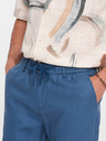 Ombre Clothing Modré pánske šortky zo zmesi ľanu Ombre Clothing