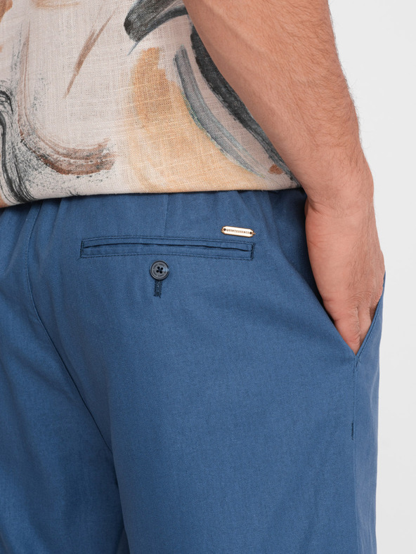 Ombre Clothing Modré pánske šortky zo zmesi ľanu Ombre Clothing