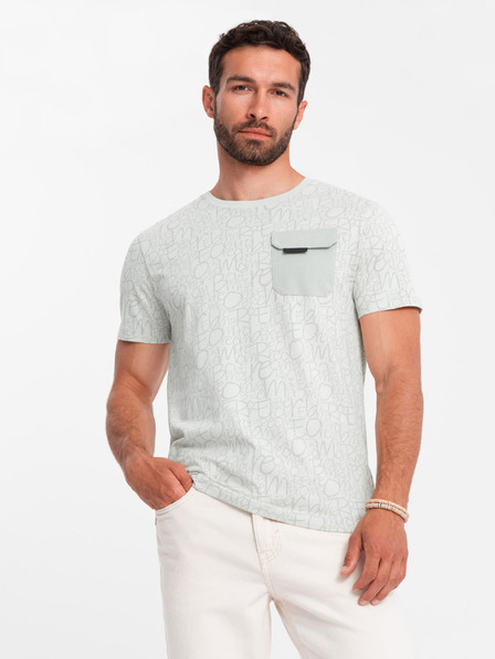Ombre Clothing Svetlozelené pánske tričko s vreckami Ombre Clothing