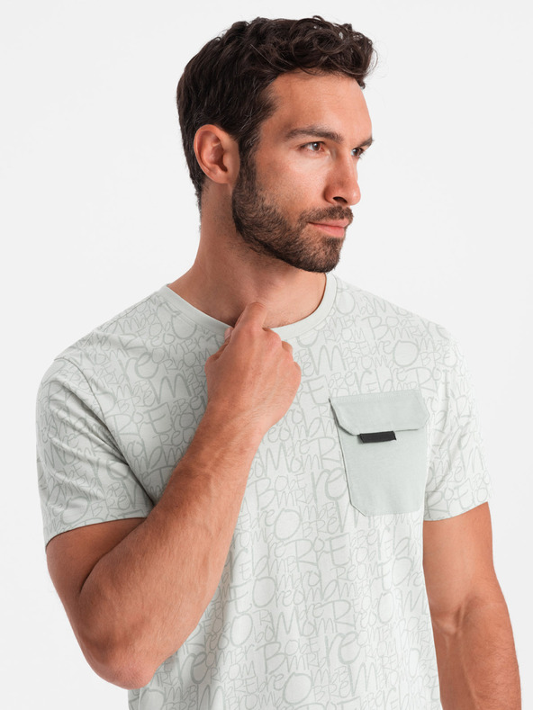 Ombre Clothing Svetlozelené pánske tričko s vreckami Ombre Clothing