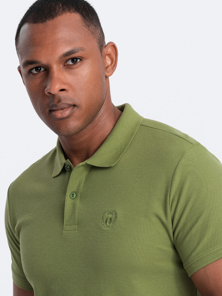 Ombre Clothing Zelené pánske pletené polo tričko Ombre Clothing