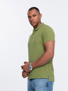 Ombre Clothing Zelené pánske pletené polo tričko Ombre Clothing