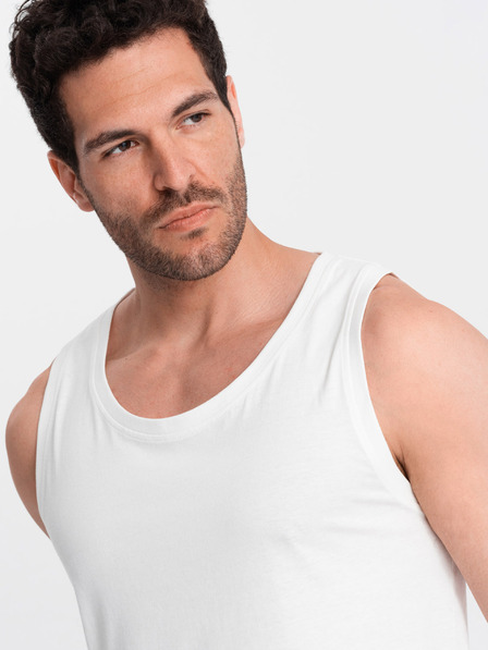 Ombre Clothing Biele bavlnené pánske základné tielko Ombre Clothing