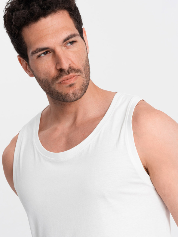 Ombre Clothing Biele bavlnené pánske základné tielko Ombre Clothing