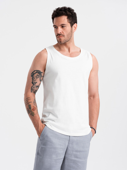 Ombre Clothing Biele bavlnené pánske základné tielko Ombre Clothing