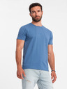 Ombre Clothing Modré pánske tričko s jemnou výšivkou Ombre Clothing