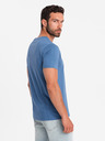 Ombre Clothing Modré pánske tričko s jemnou výšivkou Ombre Clothing