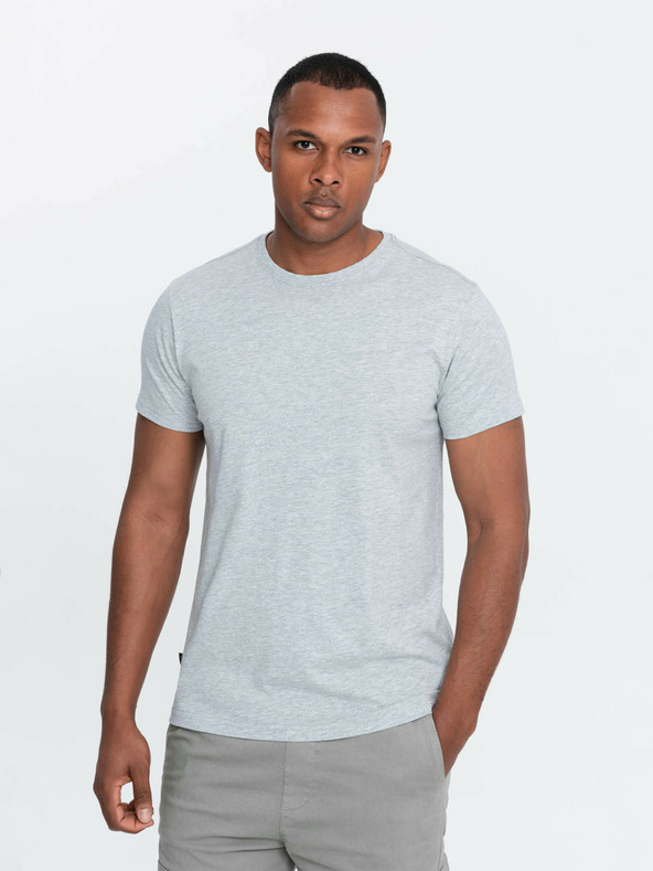 Ombre Clothing Svetlošedé pánske základné tričko Ombre Clothing