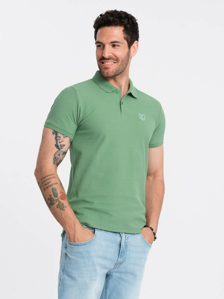 Ombre Clothing Zelená pánska základná polokošeľa Ombre Oblečenie