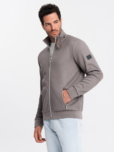 Ombre Clothing Šedá pánska bunda s vysokým golierom a flísovým vnútrom Ombre Clothing