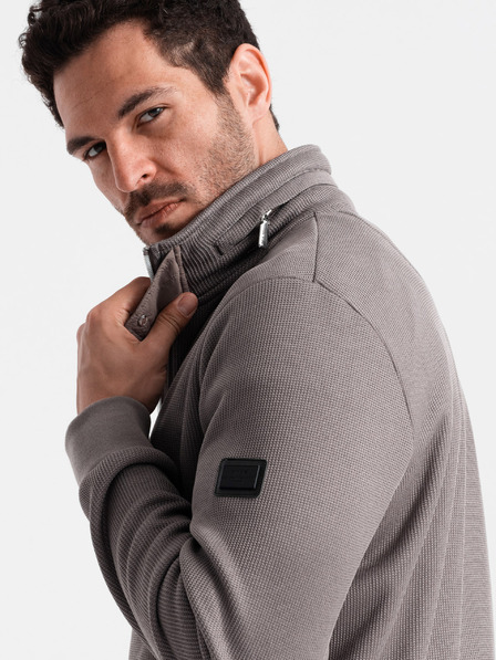 Ombre Clothing Šedá pánska bunda s vysokým golierom a flísovým vnútrom Ombre Clothing