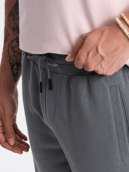 Ombre Clothing Šedé pánske základné teplákové šortky Ombre Clothing