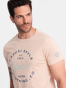 Ombre Clothing Svetloružové pánske tričko s potlačou Ombre Oblečenie