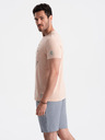 Ombre Clothing Svetloružové pánske tričko s potlačou Ombre Oblečenie