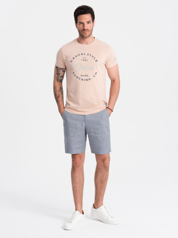 Ombre Clothing Svetloružové pánske tričko s potlačou Ombre Oblečenie