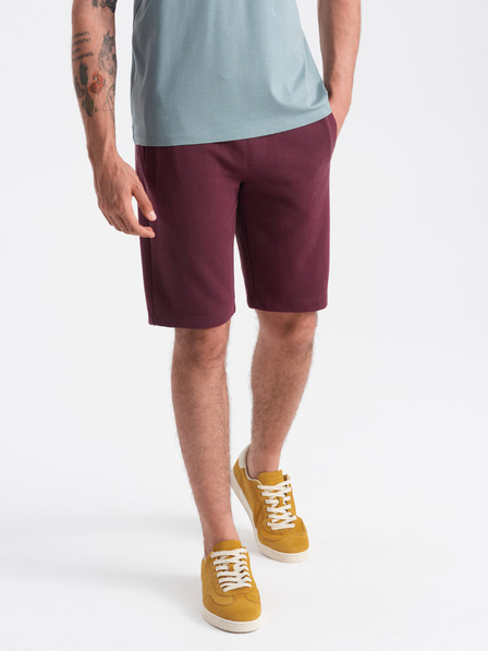 Ombre Clothing Vínové pánske základné teplákové šortky Ombre Oblečenie