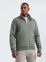 Ombre Clothing Khaki pánska bunda s vysokým golierom a flísovým vnútrom Ombre Clothing