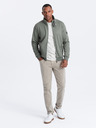 Ombre Clothing Khaki pánska bunda s vysokým golierom a flísovým vnútrom Ombre Clothing