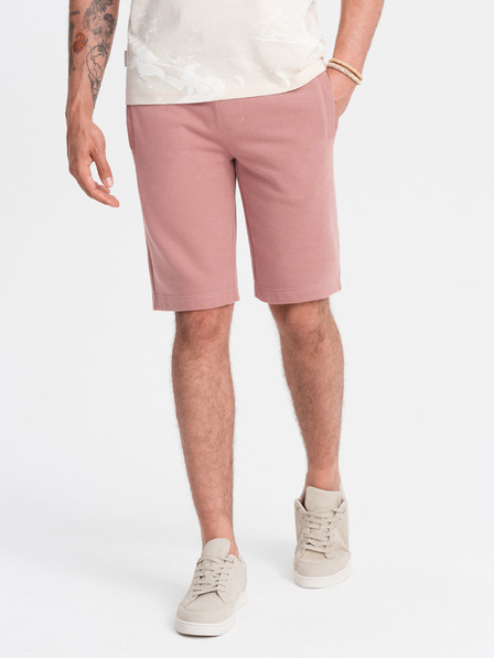 Ombre Clothing Ružové pánske základné teplákové šortky Ombre Clothing