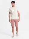 Ombre Clothing Ružové pánske základné teplákové šortky Ombre Clothing