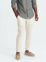 Ombre Clothing Krémové pánske chino nohavice so zmesou ľanu Ombre Clothing