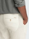 Ombre Clothing Krémové pánske chino nohavice so zmesou ľanu Ombre Clothing