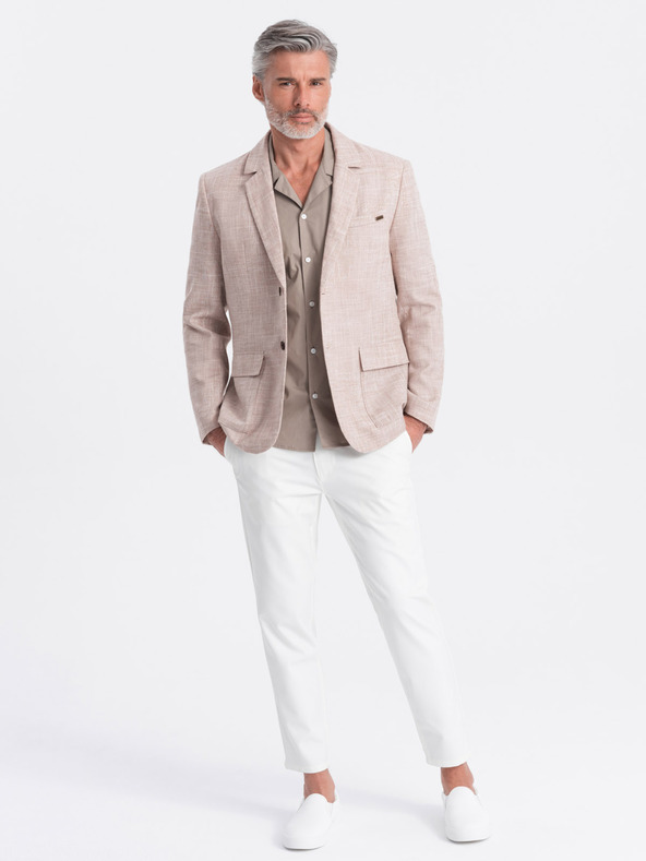 Ombre Clothing Béžové pánske sako Ombre Clothing