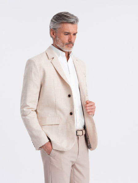 Ombre Clothing Krémové pánske sako Ombre Oblečenie