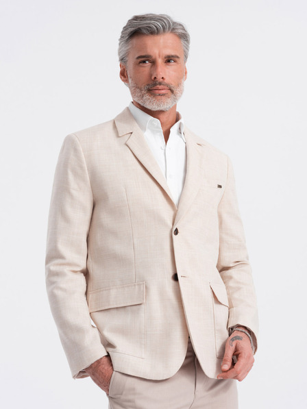 Ombre Clothing Krémové pánske sako Ombre Oblečenie