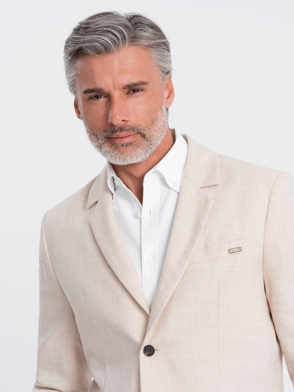 Ombre Clothing Krémové pánske sako Ombre Oblečenie