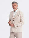 Ombre Clothing Krémové pánske sako Ombre Oblečenie