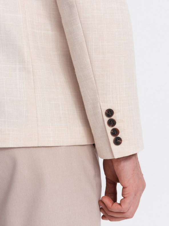 Ombre Clothing Krémové pánske sako Ombre Oblečenie