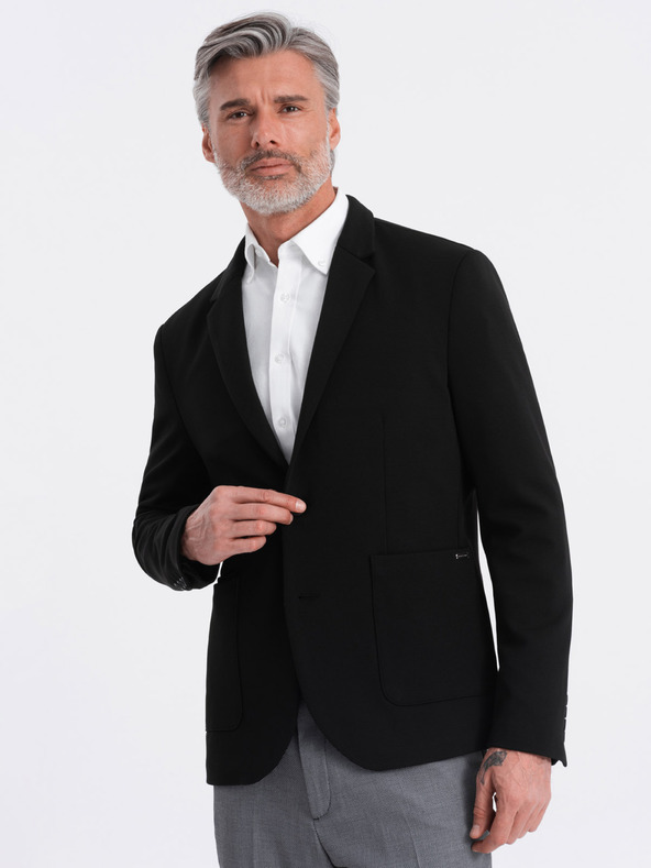 Ombre Clothing Čierne pánske sako s vreckami Ombre Clothing