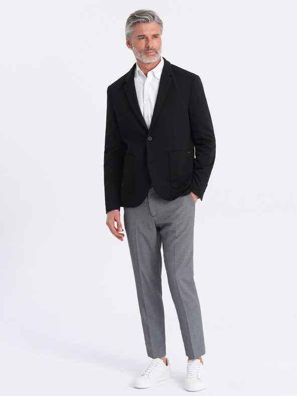 Ombre Clothing Čierne pánske sako s vreckami Ombre Clothing