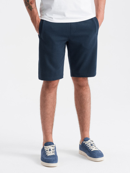 Ombre Clothing Tmavomodré pánske základné teplákové šortky Ombre Oblečenie